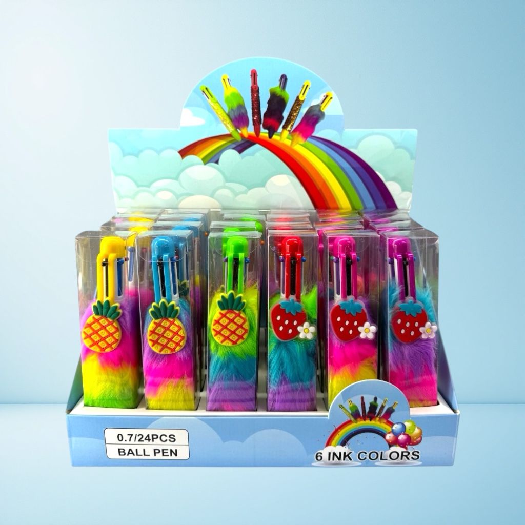 640-2 ANANAS-ÇİLEK TÜYLÜ ÇOKLU TÜKENMEZ KALEM 24’LÜ PAKET